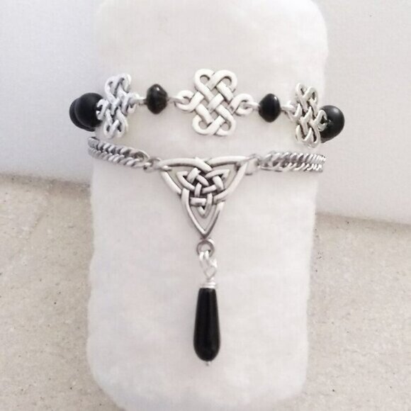Celtic 2 Bracelet Set - Made to Order in Your Size! Wicca Goth Punk Grunge Pagan - Picture 6 of 12